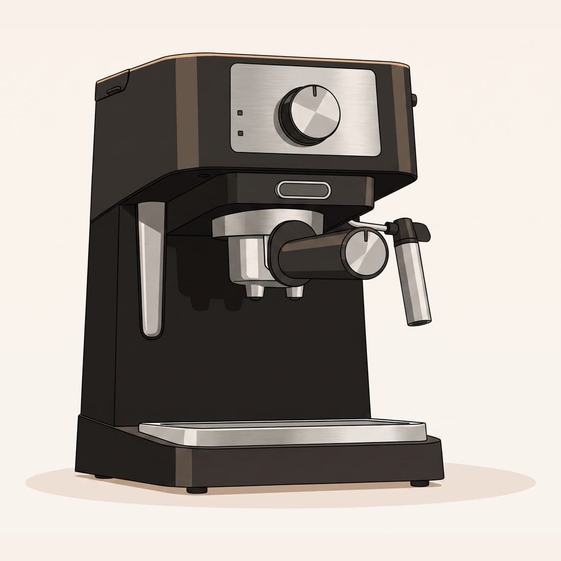 Our drawing of the De'Longhi Stilosa, three-quarter view from the front right